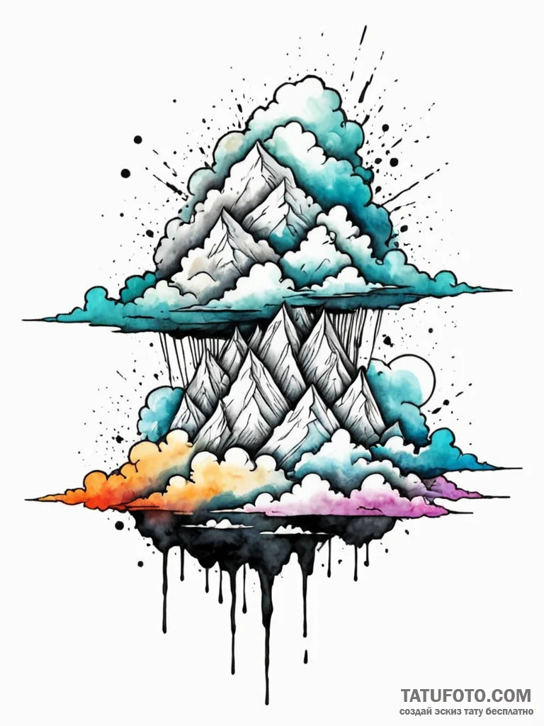 Clouds, concept art for tattoo, watercolor ta... - эскиз тату (№1752787797_0, 17.07.2025 21:29) — Tatufoto.com