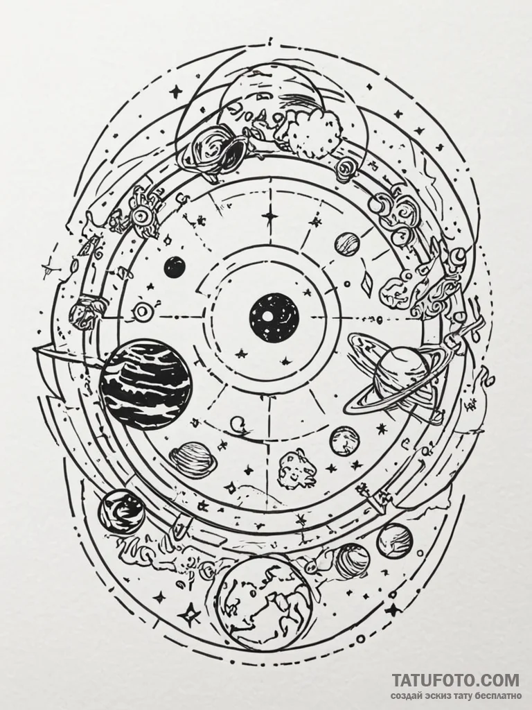 Tattoo sketch a zodiac glyph with its corresp... - эскиз тату (№1752788792_0, 17.07.2025 21:46) — Tatufoto.com