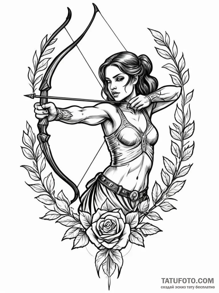 Tattoo sketch a sagittarius archer, with a dr... - эскиз тату (№1752789340_0, 17.07.2025 21:55) — Tatufoto.com
