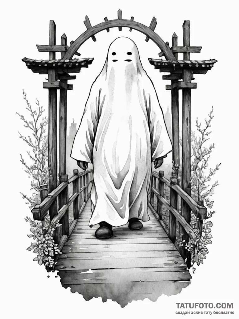 A watercolor tattoo of no-face (kaonashi) fro... - эскиз тату (№1752790280_0, 17.07.2025 22:11) — Tatufoto.com