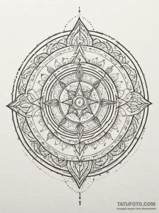 Tattoo sketch a glowing arcane circle with co... - эскиз тату (№1752790599_0, 17.07.2025 22:16) — Tatufoto.com