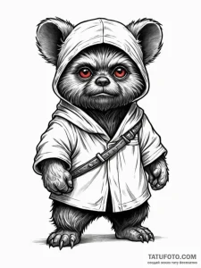 Neo-traditional tattoo of an ewok, fierce but... - эскиз тату (№1752791233_0, 17.07.2025 22:27) — Tatufoto.com