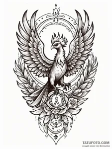 Phoenix, tattoo flash sheet design, sepia ton... - эскиз тату (№1752791474_0, 17.07.2025 22:31) — Tatufoto.com