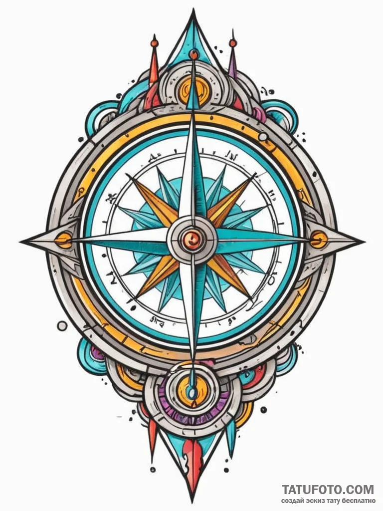 Compass, tattoo sketch design, new school tat... - эскиз тату (№1752792268_0, 17.07.2025 22:44) — Tatufoto.com