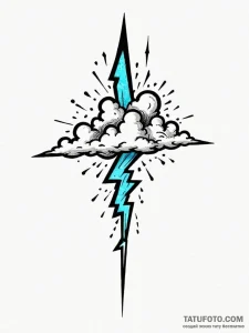 Tattoo sketch a pixelated cloud with a single... - эскиз тату (№1752792350_0, 17.07.2025 22:45) — Tatufoto.com