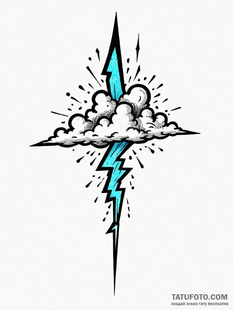 Tattoo sketch a pixelated cloud with a single... - эскиз тату (№1752792350_0, 17.07.2025 22:45) — Tatufoto.com