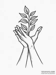Tattoo sketch a small sapling growing from a... - эскиз тату (№1752792508_0, 17.07.2025 22:48) — Tatufoto.com