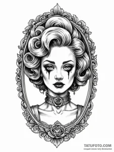 A surrealist tattoo of the "lady in the radia... - эскиз тату (№1752792905_0, 17.07.2025 22:55) — Tatufoto.com