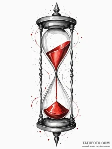 Tattoo design a stylized hourglass with sand... - эскиз тату (№1752792985_0, 17.07.2025 22:56) — Tatufoto.com