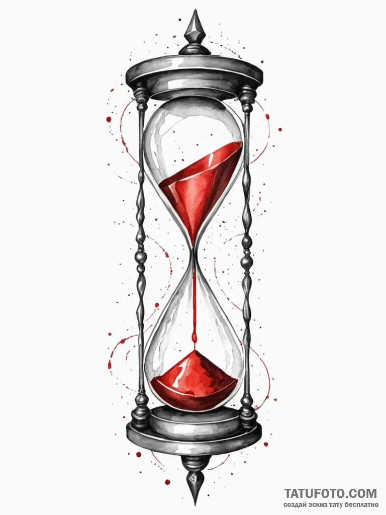Tattoo design a stylized hourglass with sand... - эскиз тату (№1752792985_0, 17.07.2025 22:56) — Tatufoto.com