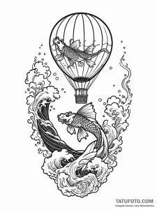 Tattoo sketch two halves of a hot air balloon... - эскиз тату (№1752793301_0, 17.07.2025 23:01) — Tatufoto.com