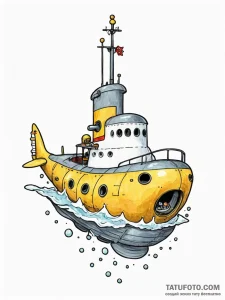A watercolor tattoo of the yellow submarine f... - эскиз тату (№1752793937_0, 17.07.2025 23:12) — Tatufoto.com