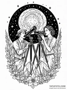 Tattoo design two halves of a telescope, look... - эскиз тату (№1752794015_0, 17.07.2025 23:13) — Tatufoto.com
