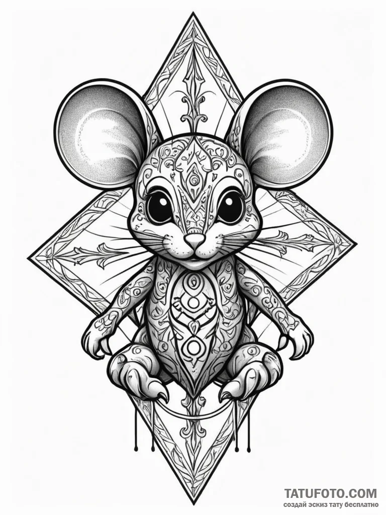 Tattoo sketch a gaming mouse pad with an intr... - эскиз тату (№1752794656_0, 17.07.2025 23:24) — Tatufoto.com