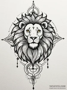 Tattoo sketch a leo lion with the sun's glyph... - эскиз тату (№1752795767_0, 17.07.2025 23:42) — Tatufoto.com