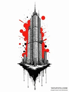 Tattoo design a towering skyscraper, symboliz... - эскиз тату (№1752796421_0, 17.07.2025 23:53) — Tatufoto.com