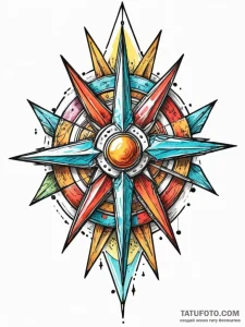 A neo-traditional design of the shuriken-like... - эскиз тату (№1752796736_0, 17.07.2025 23:58) — Tatufoto.com