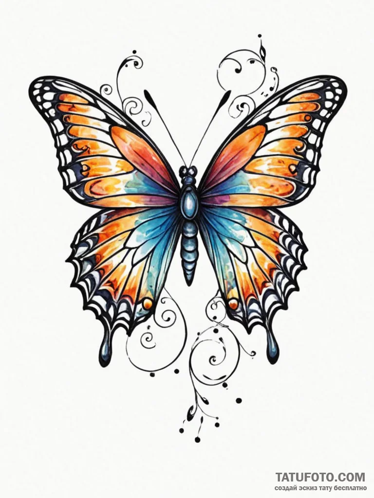 Tattoo design a tiny, realistic butterfly wit... - эскиз тату (№1752832098_0, 18.07.2025 09:48) — Tatufoto.com