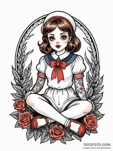 A neo-traditional tattoo of the annabelle dol... - эскиз тату (№1752834142_0, 18.07.2025 10:22) — Tatufoto.com