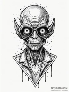 A linework tattoo of the alien sunglasses fro... - эскиз тату (№1752834847_0, 18.07.2025 10:34) — Tatufoto.com