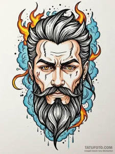 Tattoo design: a fierce portrait of perun, wi... - эскиз тату (№1752835003_0, 18.07.2025 10:36) — Tatufoto.com