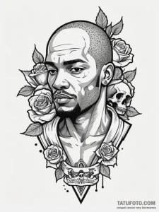 A neo-traditional portrait of marsellus walla... - эскиз тату (№1752835082_0, 18.07.2025 10:38) — Tatufoto.com