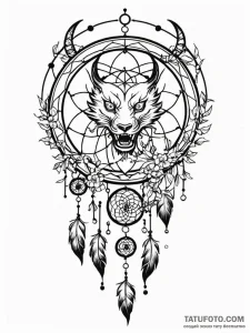 Tattoo design a dreamcatcher with shadowy fea... - эскиз тату (№1752835236_0, 18.07.2025 10:40) — Tatufoto.com