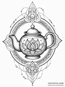 Tattoo sketch a tiny, flying teapot., tattoo... - эскиз тату (№1752835467_0, 18.07.2025 10:44) — Tatufoto.com