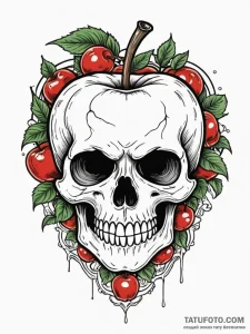 A neo-traditional tattoo of the poison apple... - эскиз тату (№1752835929_0, 18.07.2025 10:52) — Tatufoto.com