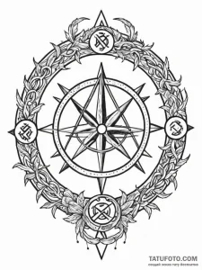 Tattoo design: a kolovrat surrounded by a rin... - эскиз тату (№1752836546_0, 18.07.2025 11:02) — Tatufoto.com