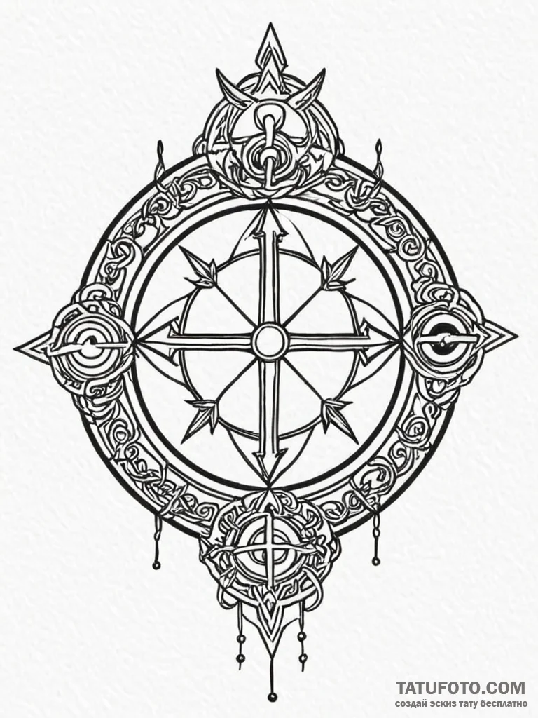 Tattoo design: a kolovrat surrounded by a rin... - эскиз тату (№1752836857_0, 18.07.2025 11:07) — Tatufoto.com