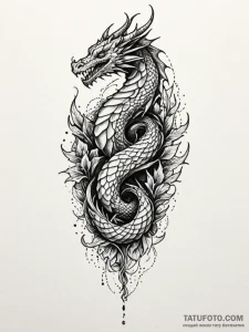 Tattoo sketch a stylized dragon scale pattern... - эскиз тату (№1752837244_0, 18.07.2025 11:14) — Tatufoto.com