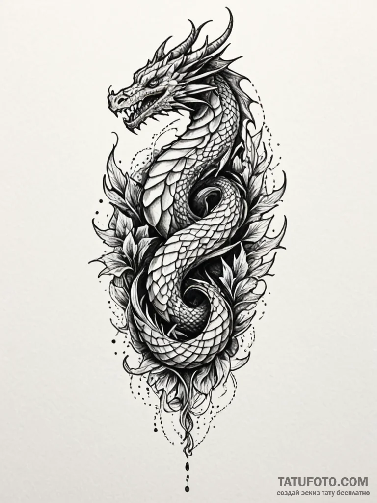 Tattoo sketch a stylized dragon scale pattern... - эскиз тату (№1752837244_0, 18.07.2025 11:14) — Tatufoto.com