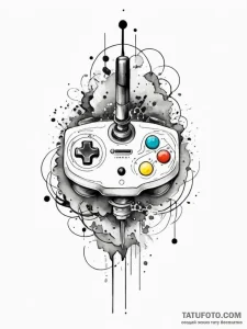 Tattoo design a retro joystick with wires for... - эскиз тату (№1752839583_0, 18.07.2025 11:53) — Tatufoto.com