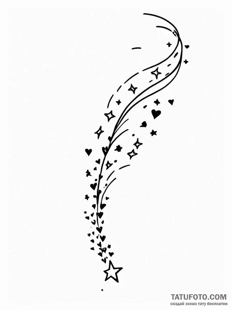 Tattoo sketch a shooting star leaving a trail... - эскиз тату (№1752839816_0, 18.07.2025 11:56) — Tatufoto.com