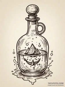 A linework design of a magic potion bottle, w... - эскиз тату (№1752840208_0, 18.07.2025 12:03) — Tatufoto.com