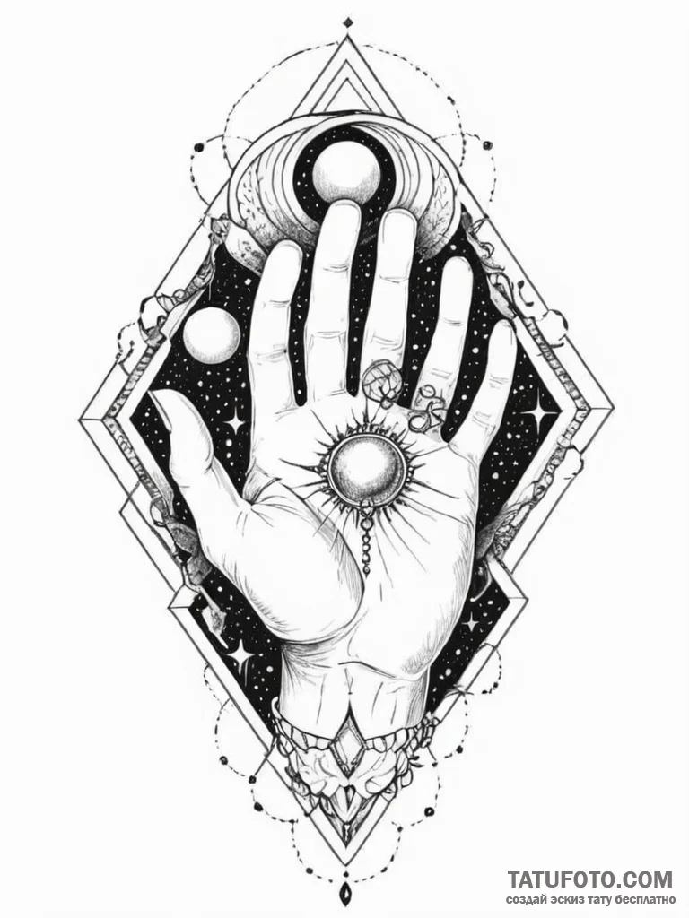 Tattoo sketch a powerful ancient god's hand h... - эскиз тату (№1752840286_0, 18.07.2025 12:04) — Tatufoto.com