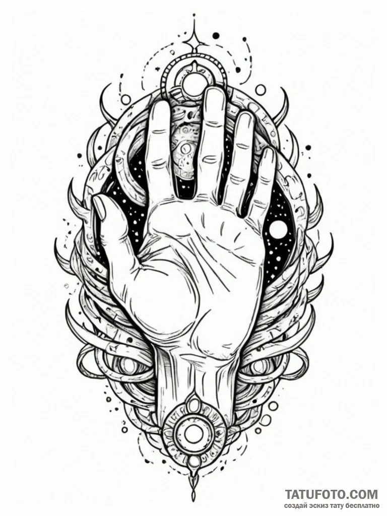 Tattoo sketch a powerful ancient god's hand h... - эскиз тату (№1752840758_0, 18.07.2025 12:12) — Tatufoto.com