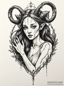A neo-traditional tattoo of ofelia from pan's... - эскиз тату (№1752841665_0, 18.07.2025 12:27) — Tatufoto.com
