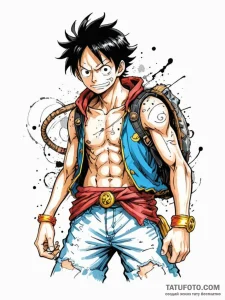 A trash polka composition of monkey d. luffy... - эскиз тату (№1752842231_0, 18.07.2025 12:37) — Tatufoto.com