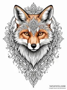 Fox, artistic tattoo sketch, on a clean white... - эскиз тату (№1752842394_0, 18.07.2025 12:39) — Tatufoto.com