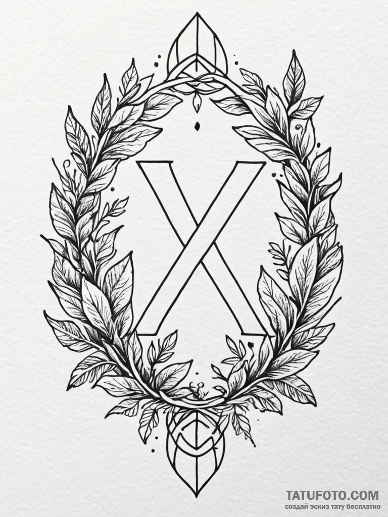107. tattoo design: a "yest" rune with subtle... - эскиз тату (№1752842555_0, 18.07.2025 12:42) — Tatufoto.com