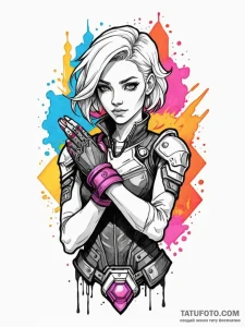 A neo-traditional portrait of vi from arcane,... - эскиз тату (№1752842635_0, 18.07.2025 12:43) — Tatufoto.com