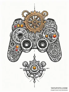 Tattoo design a game controller made of intri... - эскиз тату (№1752842716_0, 18.07.2025 12:45) — Tatufoto.com