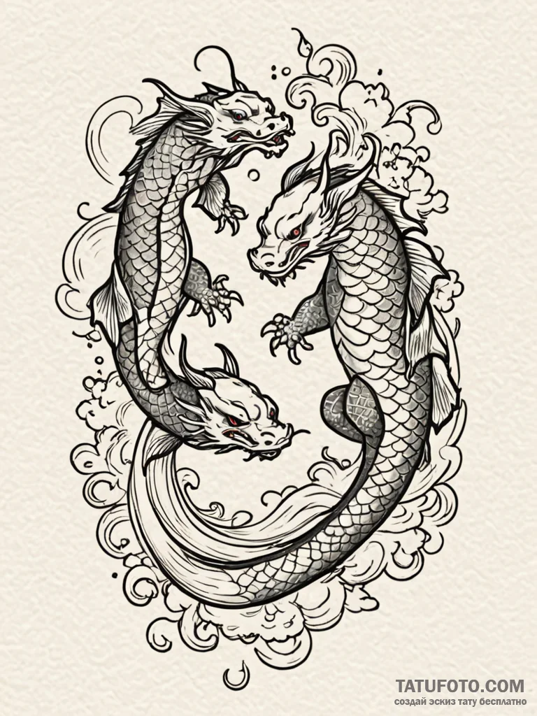 Tattoo design a pair of dancing figures in a... - эскиз тату (№1752842797_0, 18.07.2025 12:46) — Tatufoto.com
