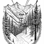 The view from a ski lift, looking down at ski... - эскиз тату (№1752843365_0, 18.07.2025 12:56) — Tatufoto.com