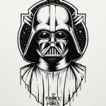 46. chicano style lettering of "may the force... - эскиз тату (№1752843449_0, 18.07.2025 12:57) — Tatufoto.com