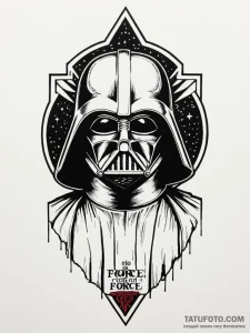 46. chicano style lettering of "may the force... - эскиз тату (№1752843449_0, 18.07.2025 12:57) — Tatufoto.com