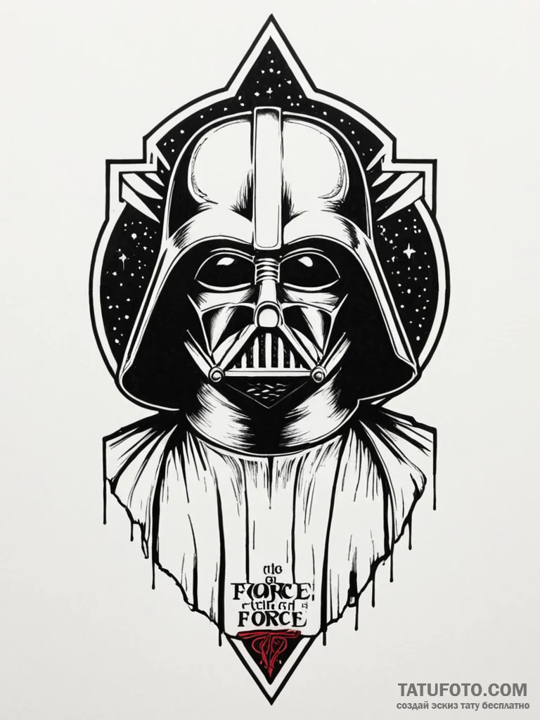 46. chicano style lettering of "may the force... - эскиз тату (№1752843449_0, 18.07.2025 12:57) — Tatufoto.com