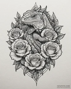 Iguana, artistic tattoo sketch, black and gre... - эскиз тату (№1752845010_0, 18.07.2025 13:23) — Tatufoto.com